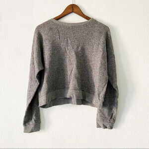 Crop Crewneck Basic Sweater 100% Cotton Cozy Casual Batwing Slouchy Size Large